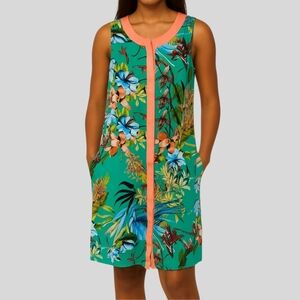 Brooklyn Industries Dress Women's Size XS Teal Floral Summer Beach Resort Rayon